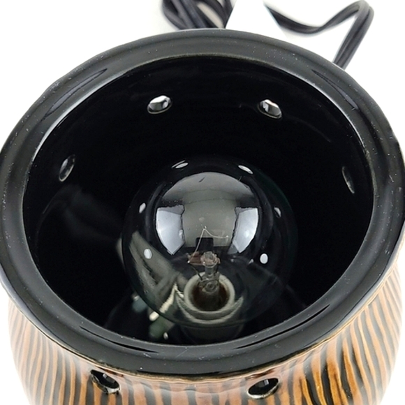 Scentsy Zingana Warmer Full Size Wax Melts Nature Wood Zebrawood Lights Up - Picture 3 of 11